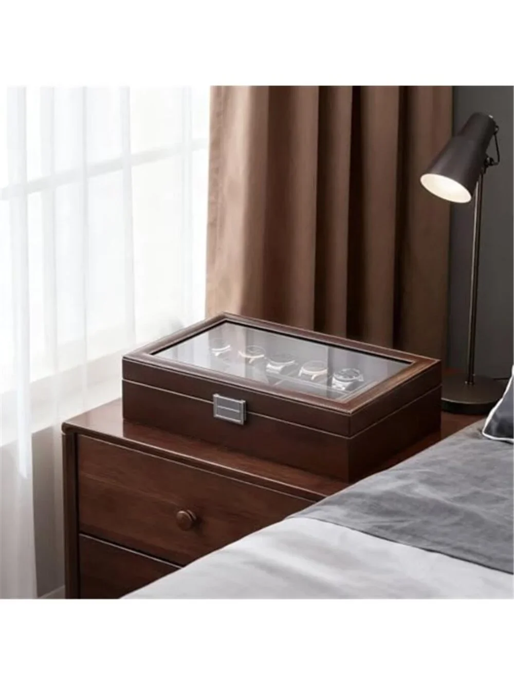 Men's Jewelry Box, 5-Slot Watch Display Case Jewelry Storage Organizer